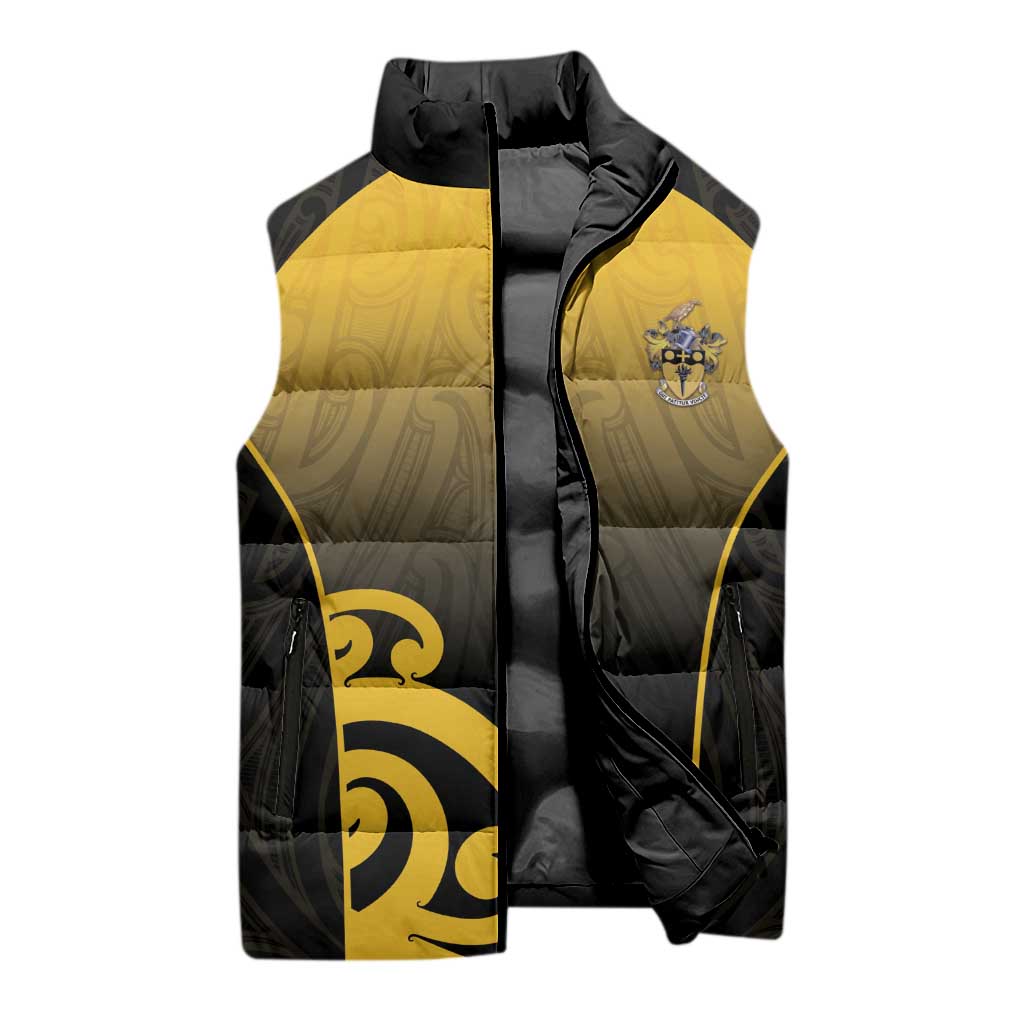 Custom Motueka High School Sleeveless Puffer Jacket Maori Koru Pattern LT05 - Polynesian Pride