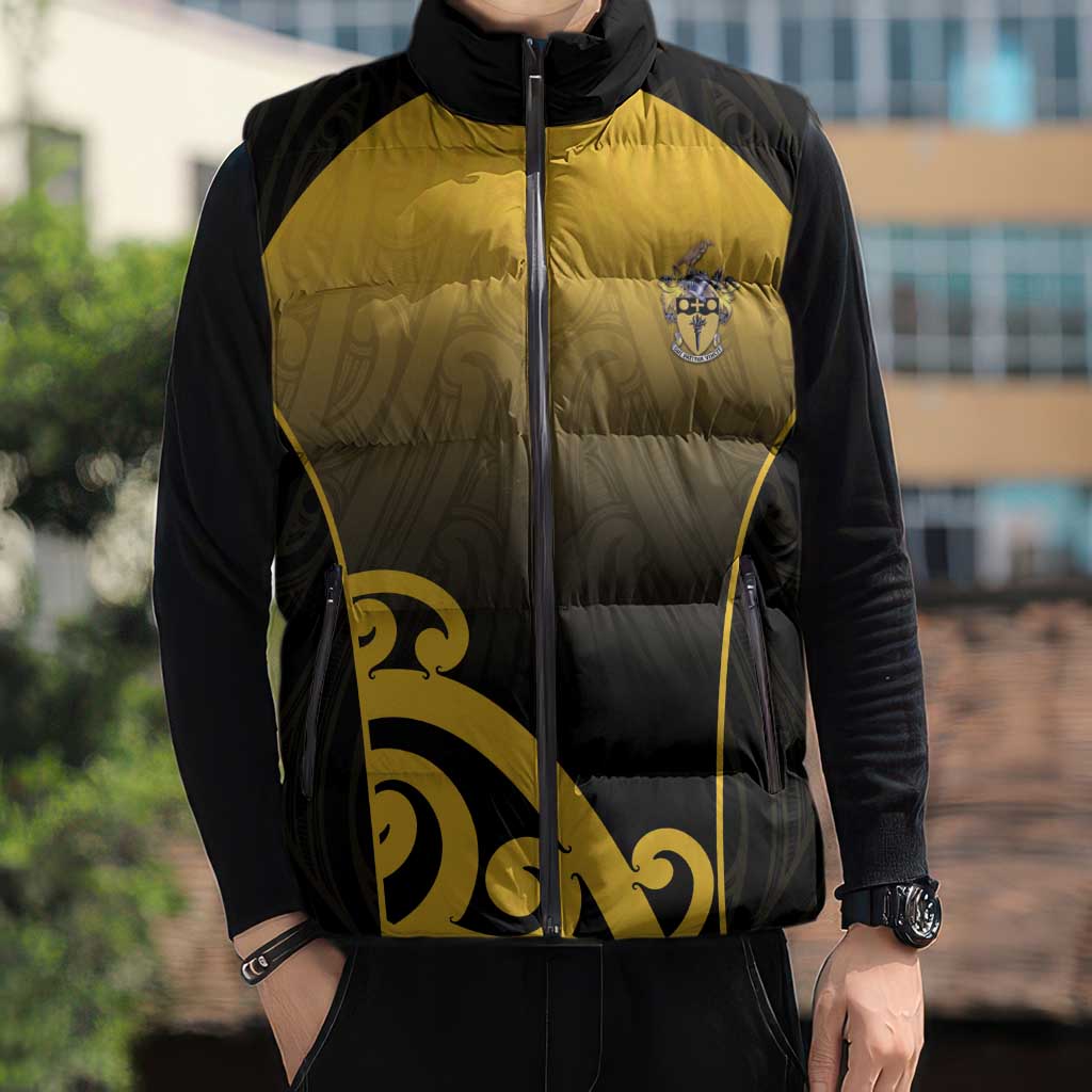 Custom Motueka High School Sleeveless Puffer Jacket Maori Koru Pattern LT05 - Polynesian Pride