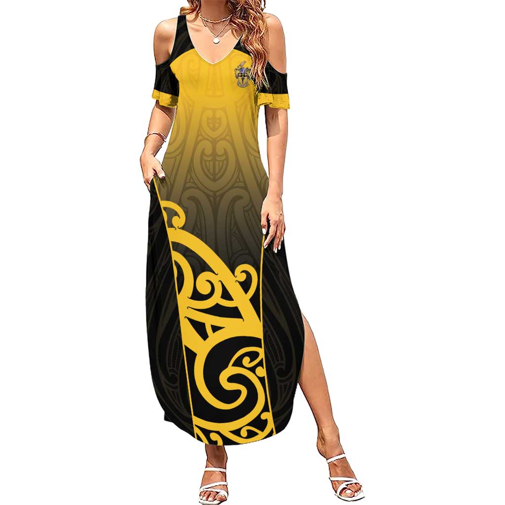 Custom Motueka High School Summer Maxi Dress Maori Koru Pattern LT05 Women Black - Polynesian Pride