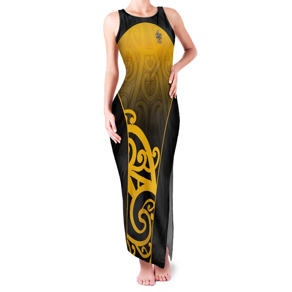 Custom Motueka High School Tank Maxi Dress Maori Koru Pattern LT05 Women Black - Polynesian Pride