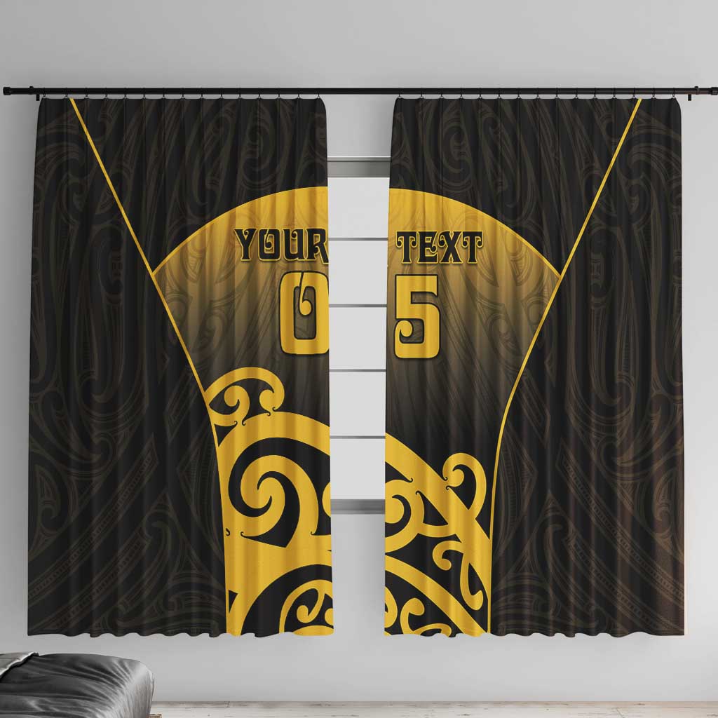 Custom Motueka High School Window Curtain Maori Koru Pattern LT05 With Hooks Black - Polynesian Pride