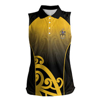 Custom Motueka High School Women Sleeveless Polo Shirt Maori Koru Pattern LT05 Female Black - Polynesian Pride