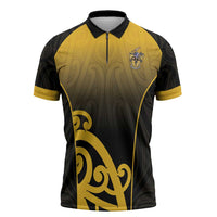 Custom Motueka High School Zipper Polo Shirt Maori Koru Pattern