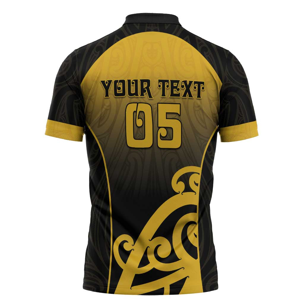 Custom Motueka High School Zipper Polo Shirt Maori Koru Pattern