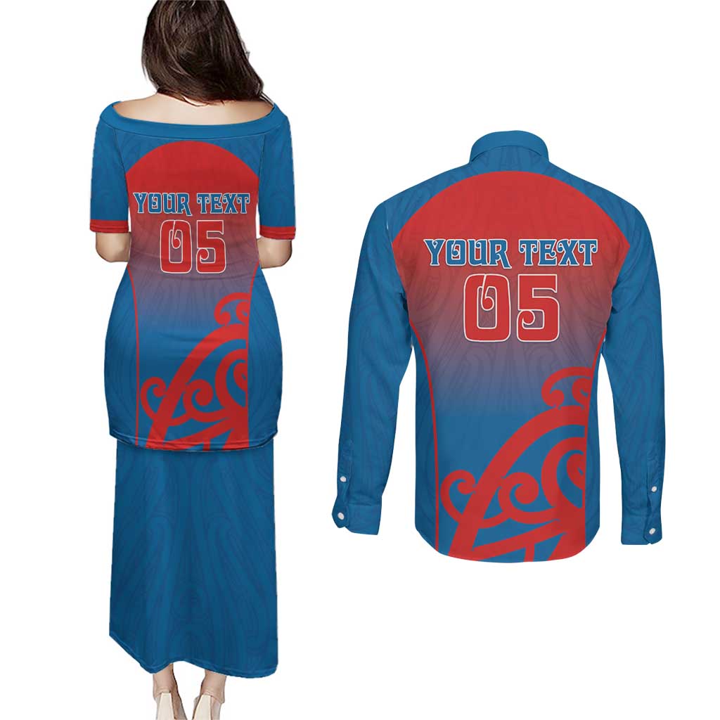 Custom St Joseph's Maori Girls' College Couples Matching Puletasi and Long Sleeve Button Shirt Maori Koru Pattern LT05 - Polynesian Pride