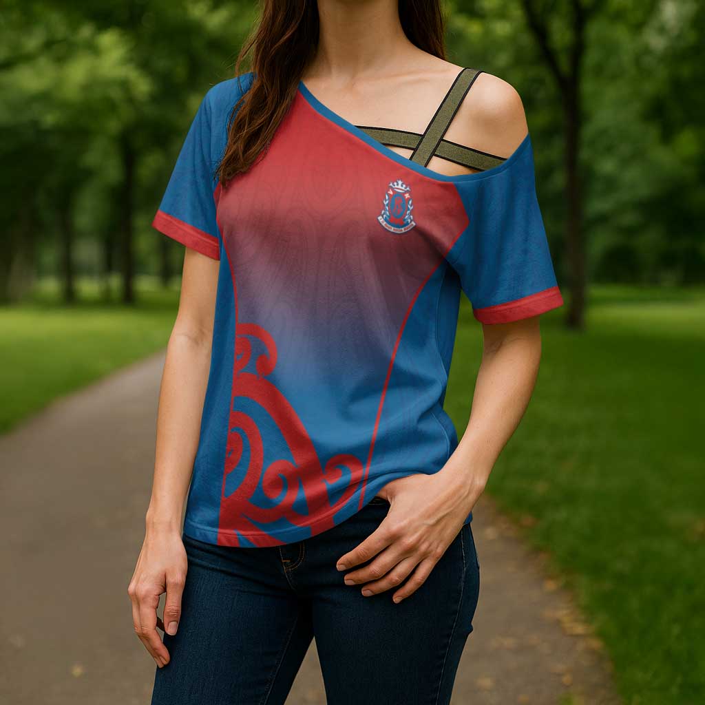 Custom St Joseph's Maori Girls' College Cross Shoulder Shirt Maori Koru Pattern LT05 - Polynesian Pride
