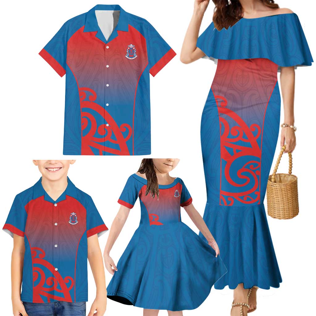 Custom St Joseph's Maori Girls' College Family Matching Mermaid Dress and Hawaiian Shirt Maori Koru Pattern