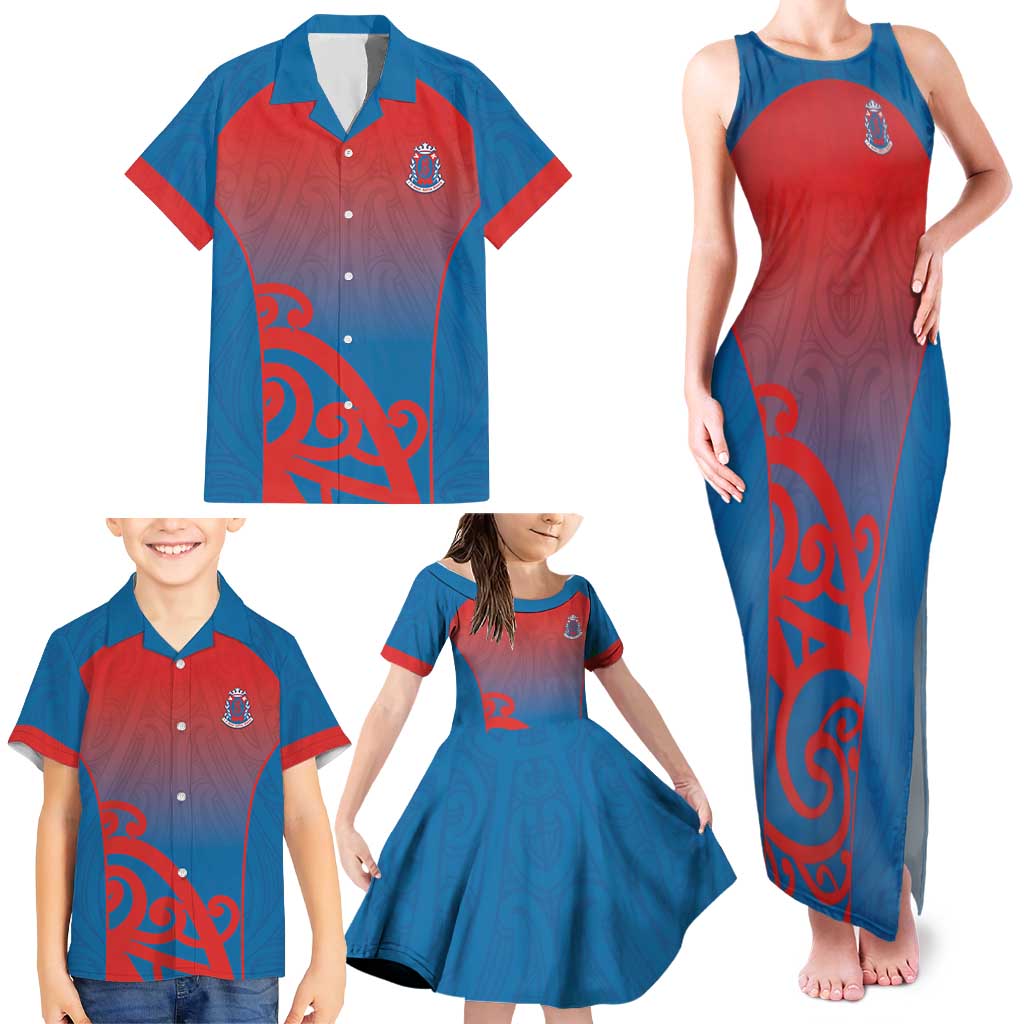 Custom St Joseph's Maori Girls' College Family Matching Tank Maxi Dress and Hawaiian Shirt Maori Koru Pattern