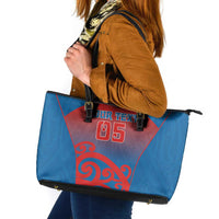 Custom St Joseph's Maori Girls' College Leather Tote Bag Maori Koru Pattern LT05 Blue - Polynesian Pride