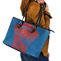 Custom St Joseph's Maori Girls' College Leather Tote Bag Maori Koru Pattern LT05 - Polynesian Pride