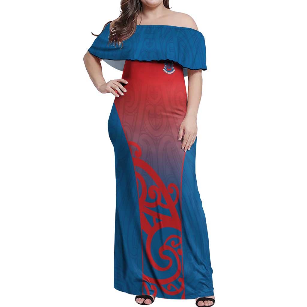 Custom St Joseph's Maori Girls' College Off Shoulder Maxi Dress Maori Koru Pattern