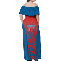 Custom St Joseph's Maori Girls' College Off Shoulder Maxi Dress Maori Koru Pattern