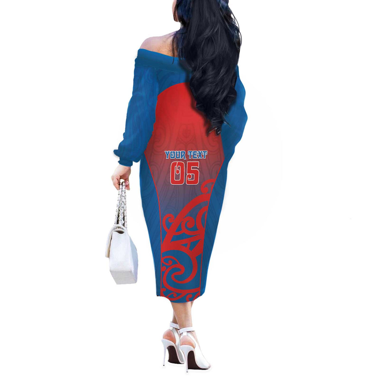 Custom St Joseph's Maori Girls' College Off The Shoulder Long Sleeve Dress Maori Koru Pattern LT05 - Polynesian Pride