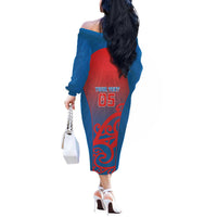 Custom St Joseph's Maori Girls' College Off The Shoulder Long Sleeve Dress Maori Koru Pattern LT05 - Polynesian Pride