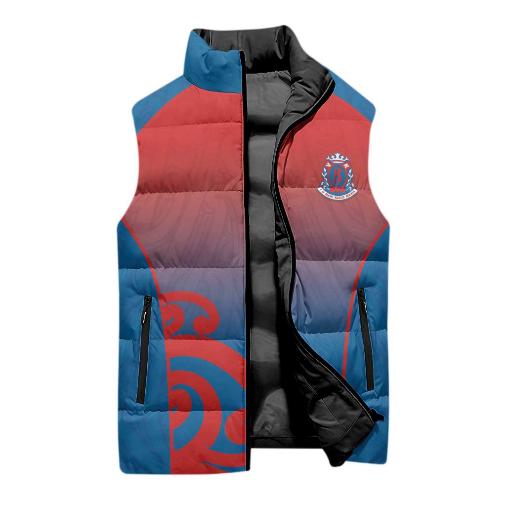 Custom St Joseph's Maori Girls' College Sleeveless Puffer Jacket Maori Koru Pattern LT05 - Polynesian Pride