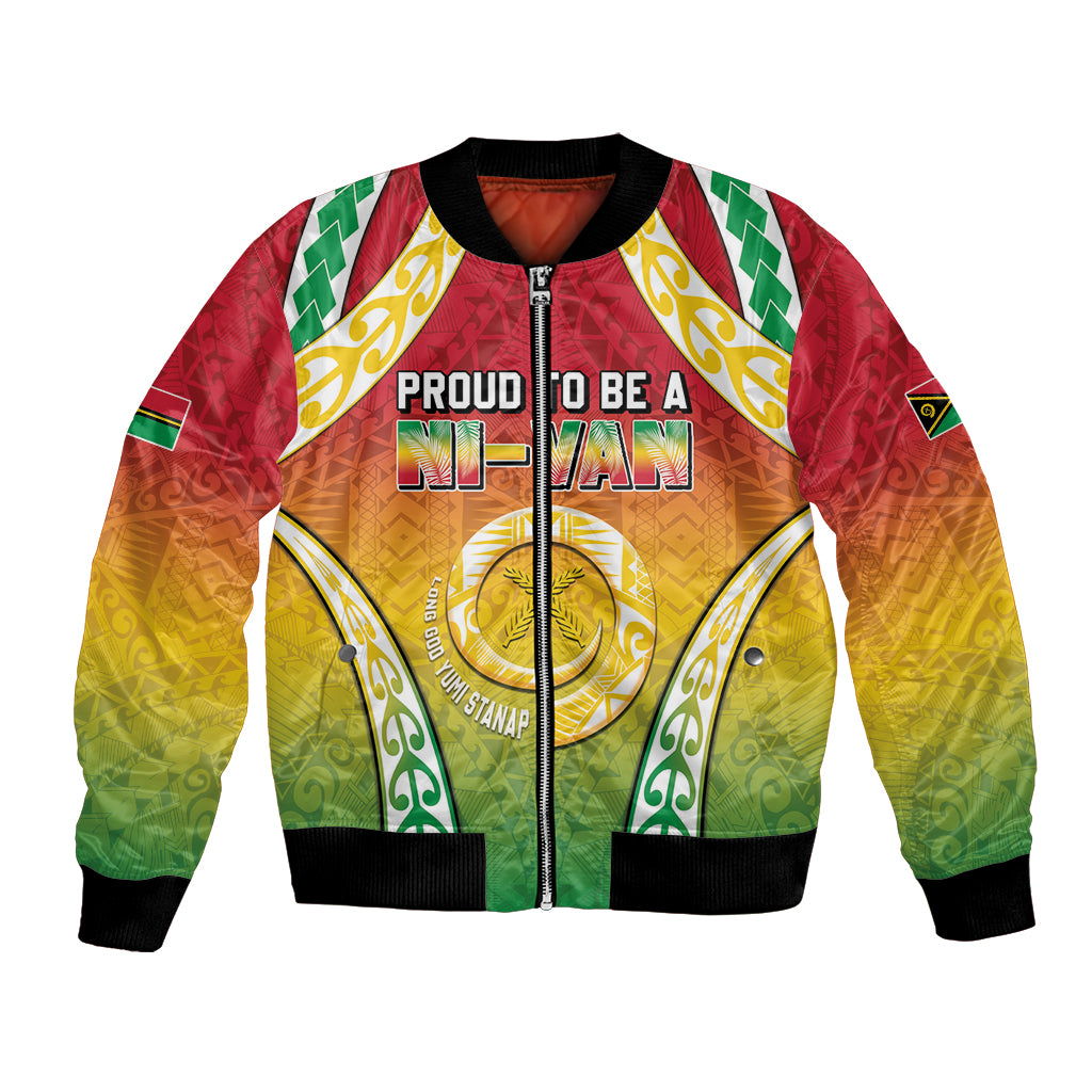 Personalised Vanuatu Bomber Jacket Proud To Be A Ni-Van With Tribal Pattern LT05 Unisex Reggae - Polynesian Pride