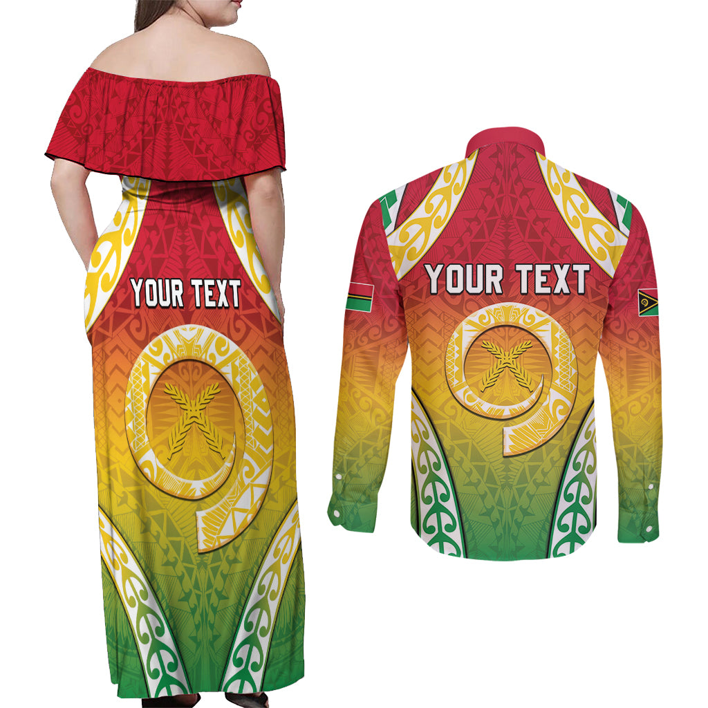 Personalised Vanuatu Couples Matching Off Shoulder Maxi Dress and Long Sleeve Button Shirt Proud To Be A Ni-Van With Tribal Pattern LT05 - Polynesian Pride