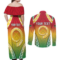 Personalised Vanuatu Couples Matching Off Shoulder Maxi Dress and Long Sleeve Button Shirt Proud To Be A Ni-Van With Tribal Pattern LT05 - Polynesian Pride