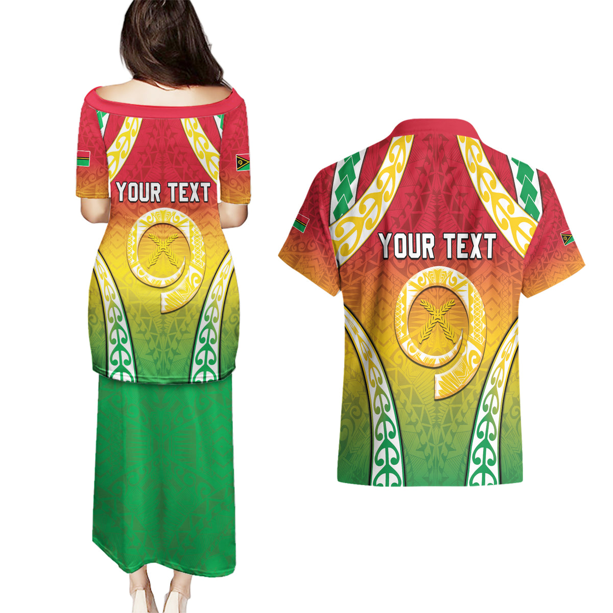 Personalised Vanuatu Couples Matching Puletasi and Hawaiian Shirt Proud To Be A Ni-Van With Tribal Pattern LT05 - Polynesian Pride