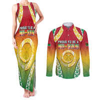 Personalised Vanuatu Couples Matching Tank Maxi Dress and Long Sleeve Button Shirt Proud To Be A Ni-Van With Tribal Pattern LT05 Reggae - Polynesian Pride