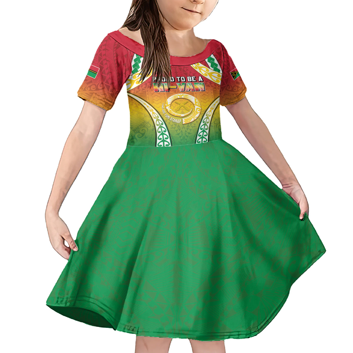 Personalised Vanuatu Family Matching Short Sleeve Bodycon Dress and Hawaiian Shirt Proud To Be A Ni-Van With Tribal Pattern LT05 Daughter's Dress Reggae - Polynesian Pride