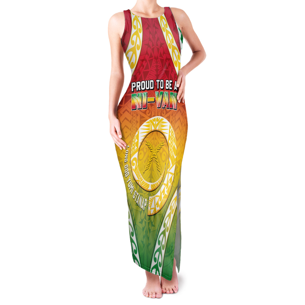Personalised Vanuatu Family Matching Tank Maxi Dress and Hawaiian Shirt Proud To Be A Ni-Van With Tribal Pattern