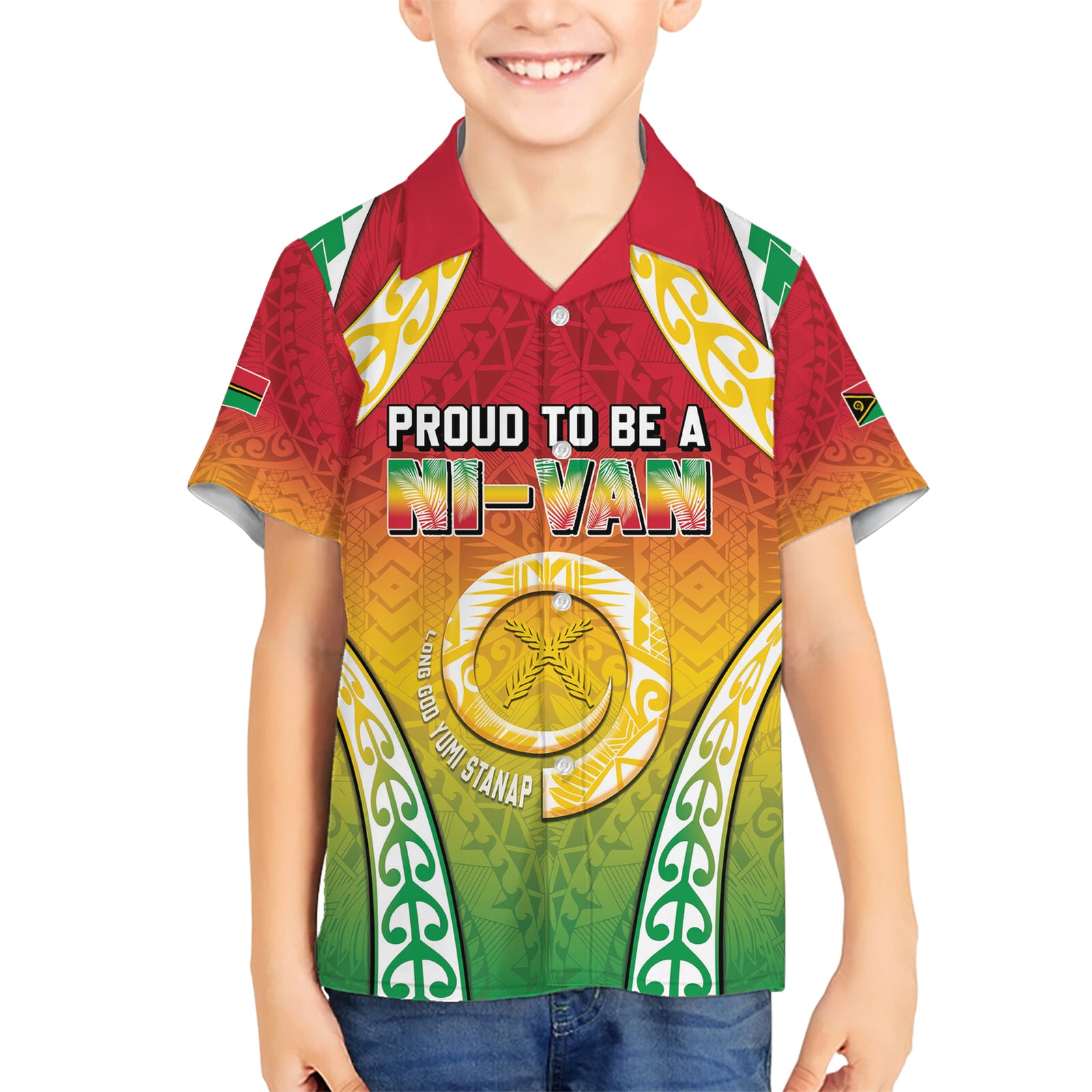 Personalised Vanuatu Kid Hawaiian Shirt Proud To Be A Ni-Van With Tribal Pattern