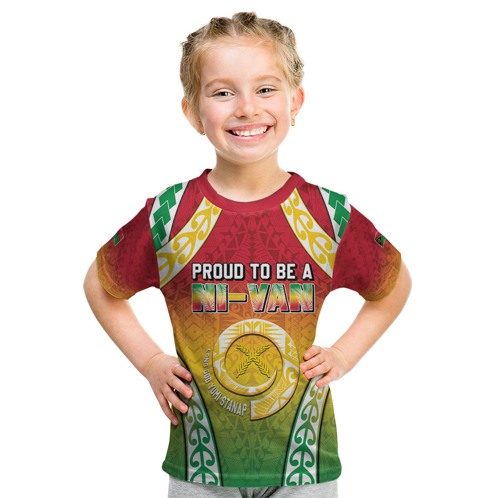 Personalised Vanuatu Kid T Shirt Proud To Be A Ni-Van With Tribal Pattern