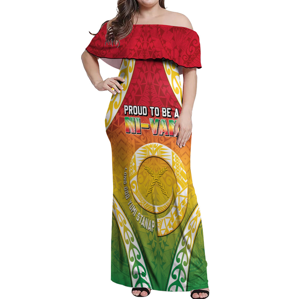 Personalised Vanuatu Off Shoulder Maxi Dress Proud To Be A Ni-Van With Tribal Pattern LT05 Women Reggae - Polynesian Pride