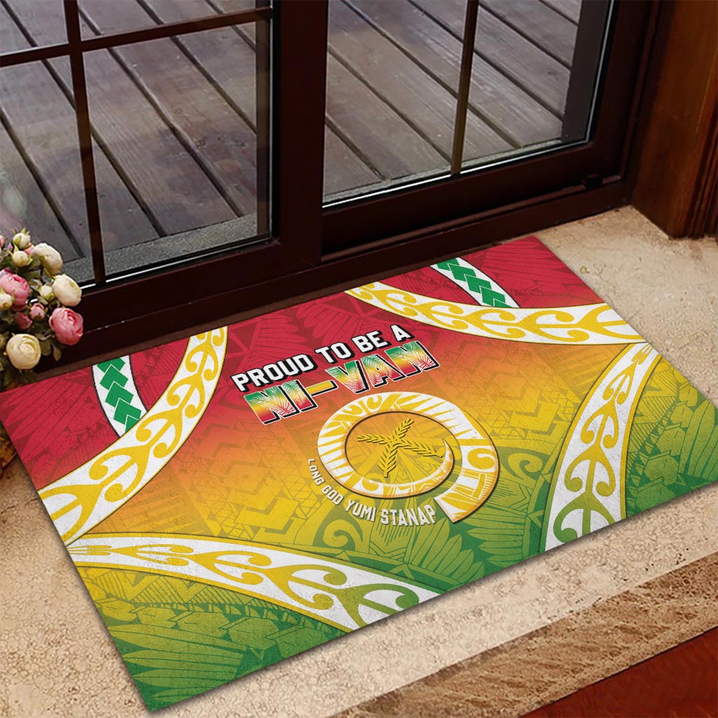 Vanuatu Rubber Doormat Proud To Be A Ni-Van With Tribal Pattern LT05 - Polynesian Pride