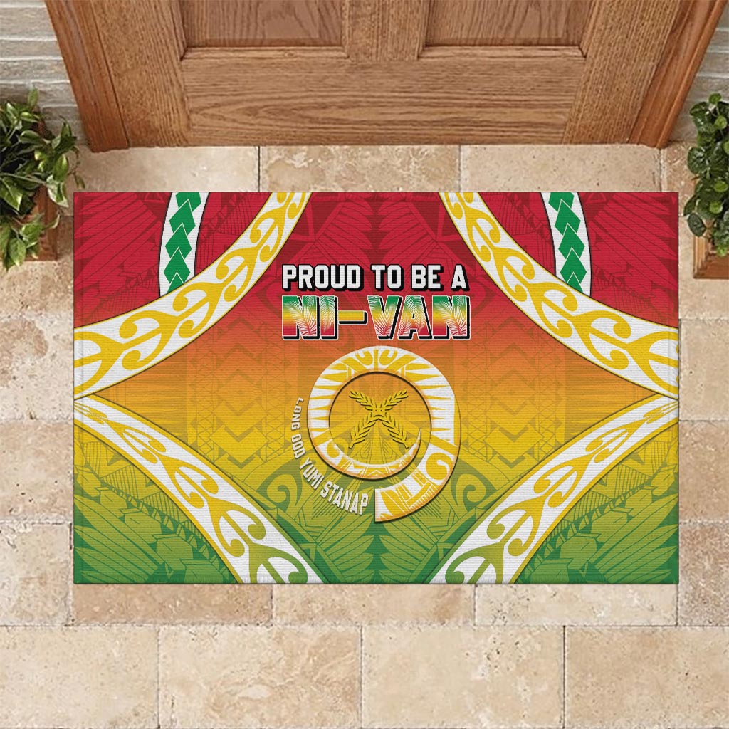 Vanuatu Rubber Doormat Proud To Be A Ni-Van With Tribal Pattern LT05 - Polynesian Pride