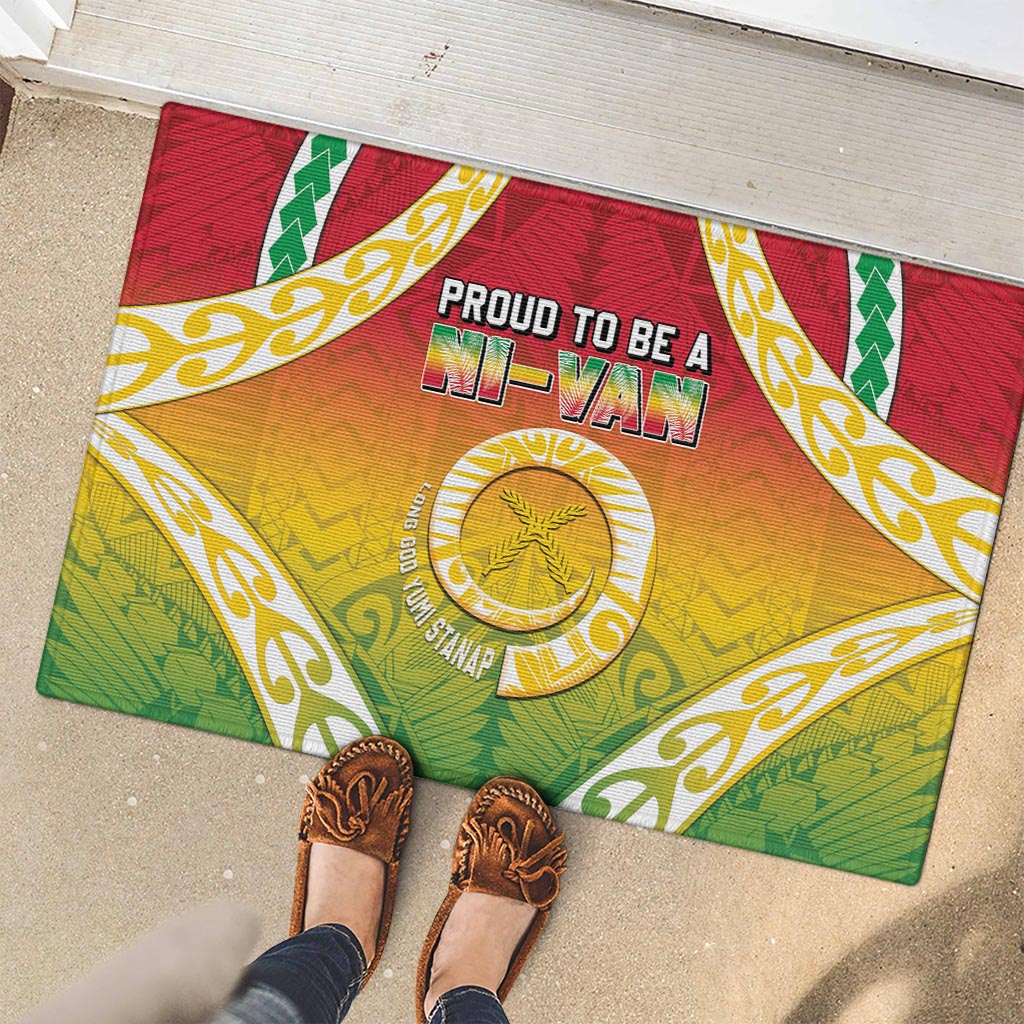 Vanuatu Rubber Doormat Proud To Be A Ni-Van With Tribal Pattern LT05 - Polynesian Pride