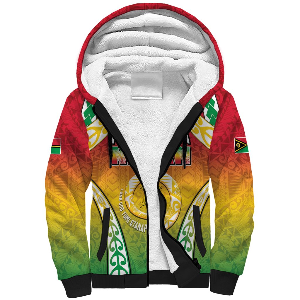 Personalised Vanuatu Sherpa Hoodie Proud To Be A Ni-Van With Tribal Pattern LT05 Unisex Reggae - Polynesian Pride