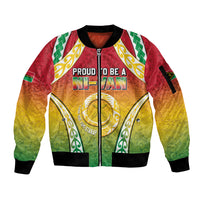 Personalised Vanuatu Sleeve Zip Bomber Jacket Proud To Be A Ni-Van With Tribal Pattern LT05 Unisex Reggae - Polynesian Pride