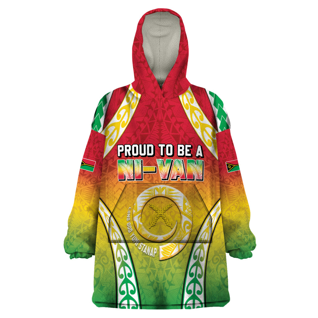 Personalised Vanuatu Wearable Blanket Hoodie Proud To Be A Ni-Van With Tribal Pattern