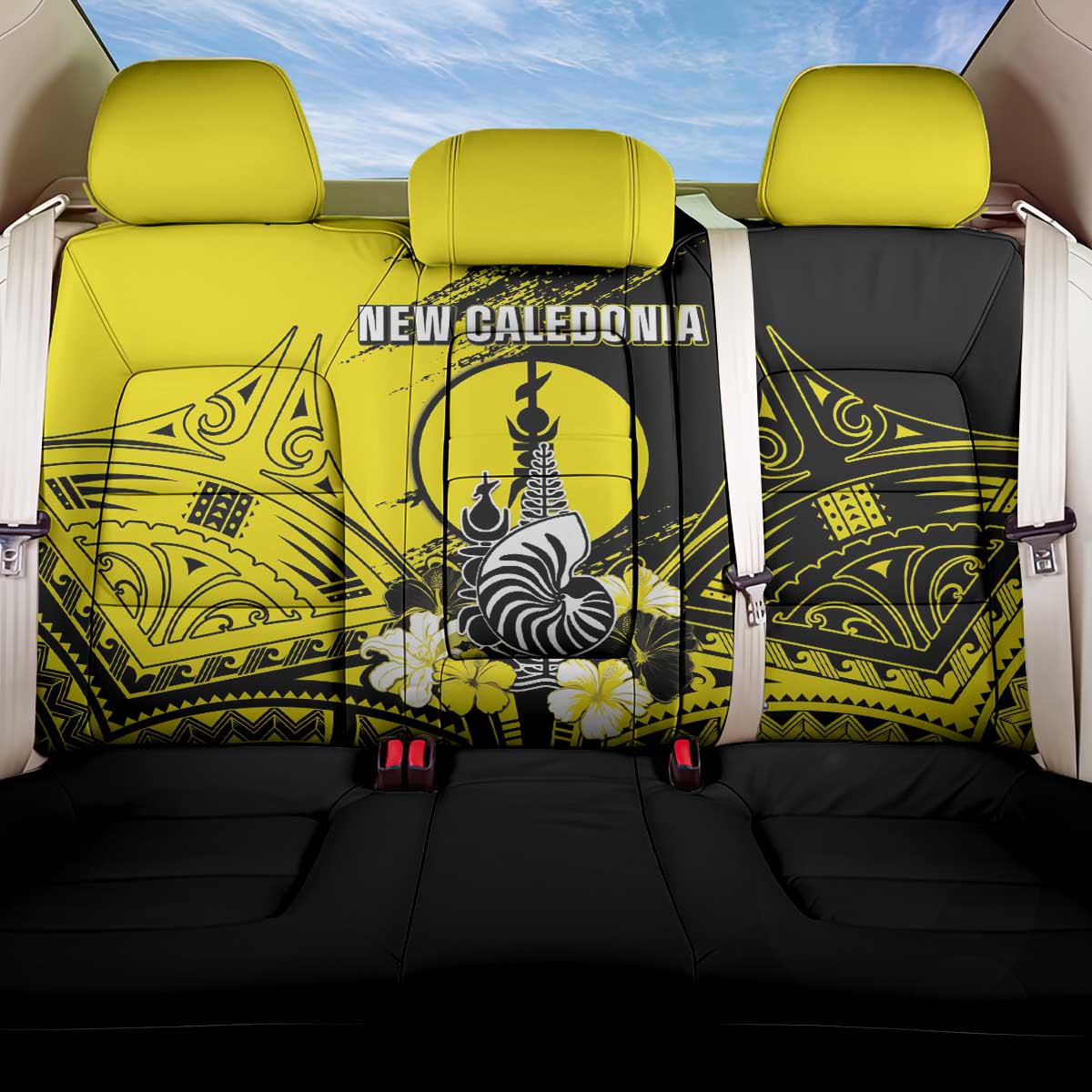 New Caledonia Day Back Car Seat Cover Kanaky Flag Coat Of Arms Polynesian Pattern