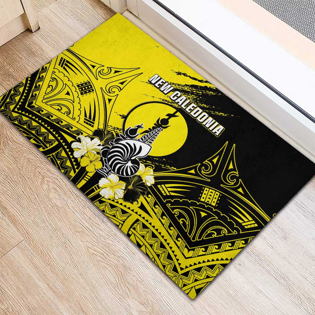 New Caledonia Day Rubber Doormat Kanaky Flag Coat Of Arms Polynesian Pattern