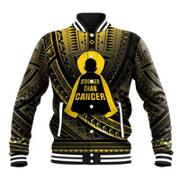 Personalised Polynesia Childhood Cancer Awareness Baseball Jacket You Are Stronger Than Cancer LT05 Unisex Black - Polynesian Pride