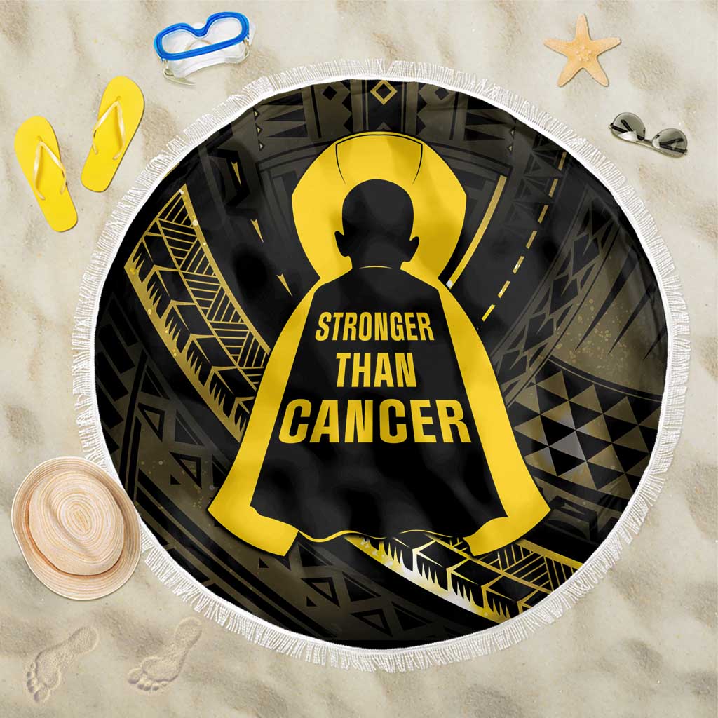 Polynesia Childhood Cancer Awareness Beach Blanket You Are Stronger Than Cancer LT05 One Size 150cm Black - Polynesian Pride