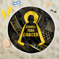 Polynesia Childhood Cancer Awareness Beach Blanket You Are Stronger Than Cancer LT05 One Size 150cm Black - Polynesian Pride