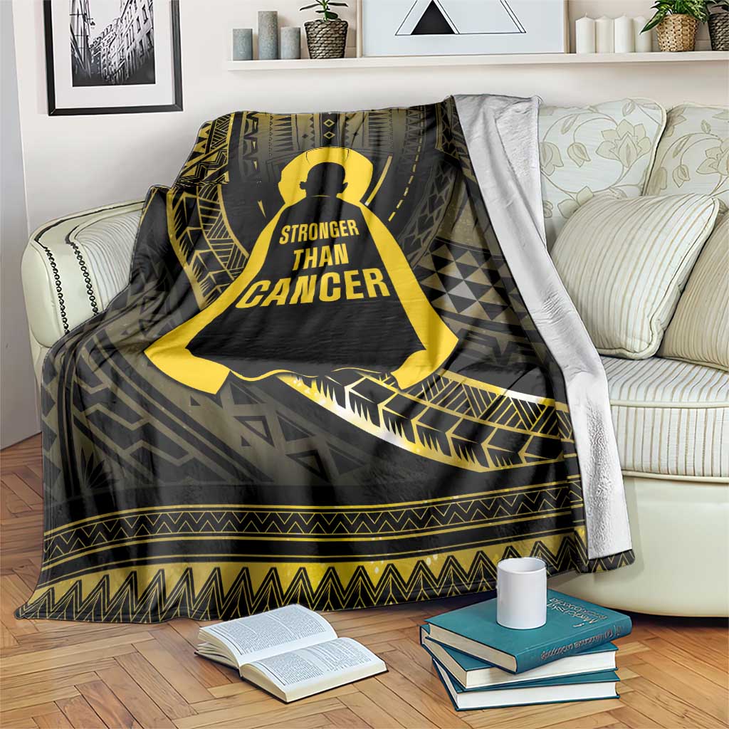 Polynesia Childhood Cancer Awareness Blanket You Are Stronger Than Cancer LT05 Black - Polynesian Pride