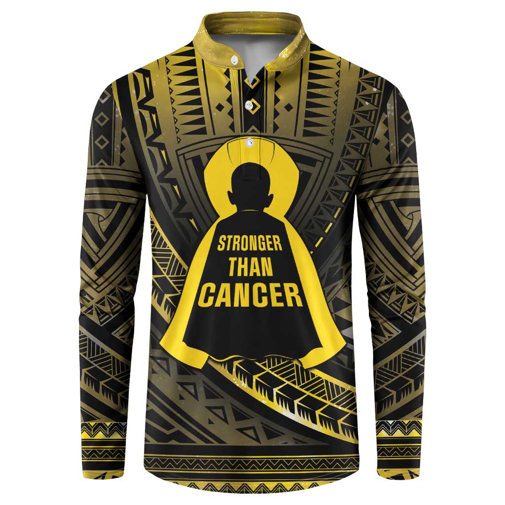 Personalised Polynesia Childhood Cancer Awareness Button Sweatshirt You Are Stronger Than Cancer LT05 Black - Polynesian Pride
