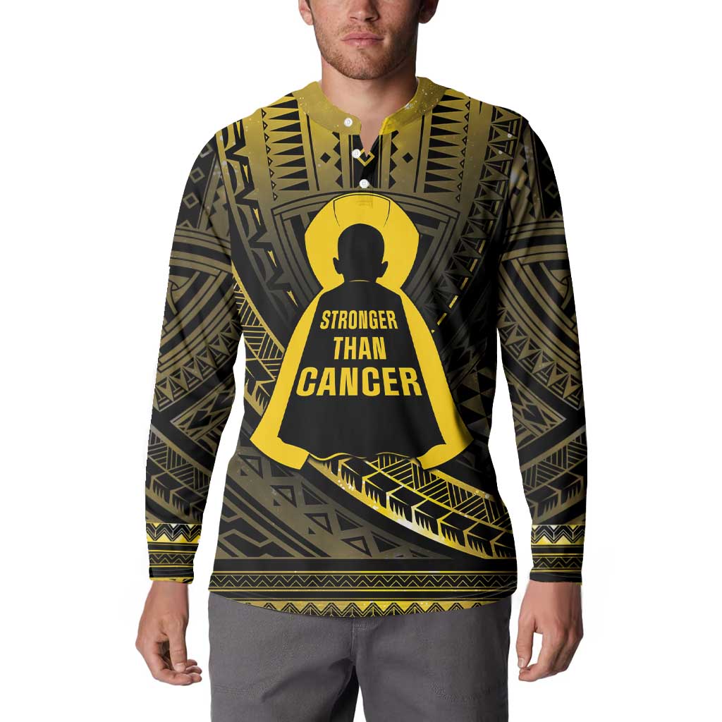 Personalised Polynesia Childhood Cancer Awareness Button Sweatshirt You Are Stronger Than Cancer LT05 - Polynesian Pride