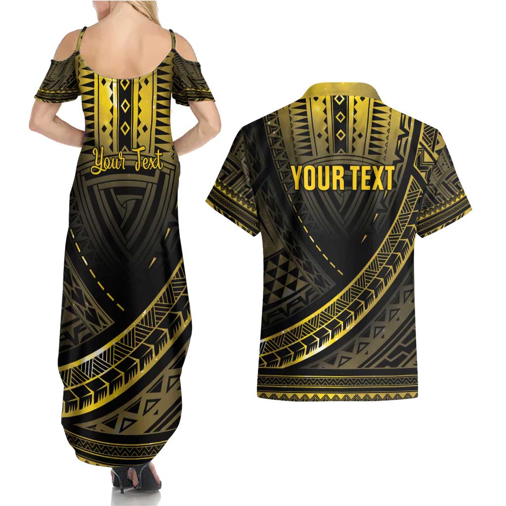 Personalised Polynesia Childhood Cancer Awareness Couples Matching Summer Maxi Dress and Hawaiian Shirt You Are Stronger Than Cancer