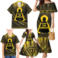 Personalised Polynesia Childhood Cancer Awareness Family Matching Mermaid Dress and Hawaiian Shirt You Are Stronger Than Cancer