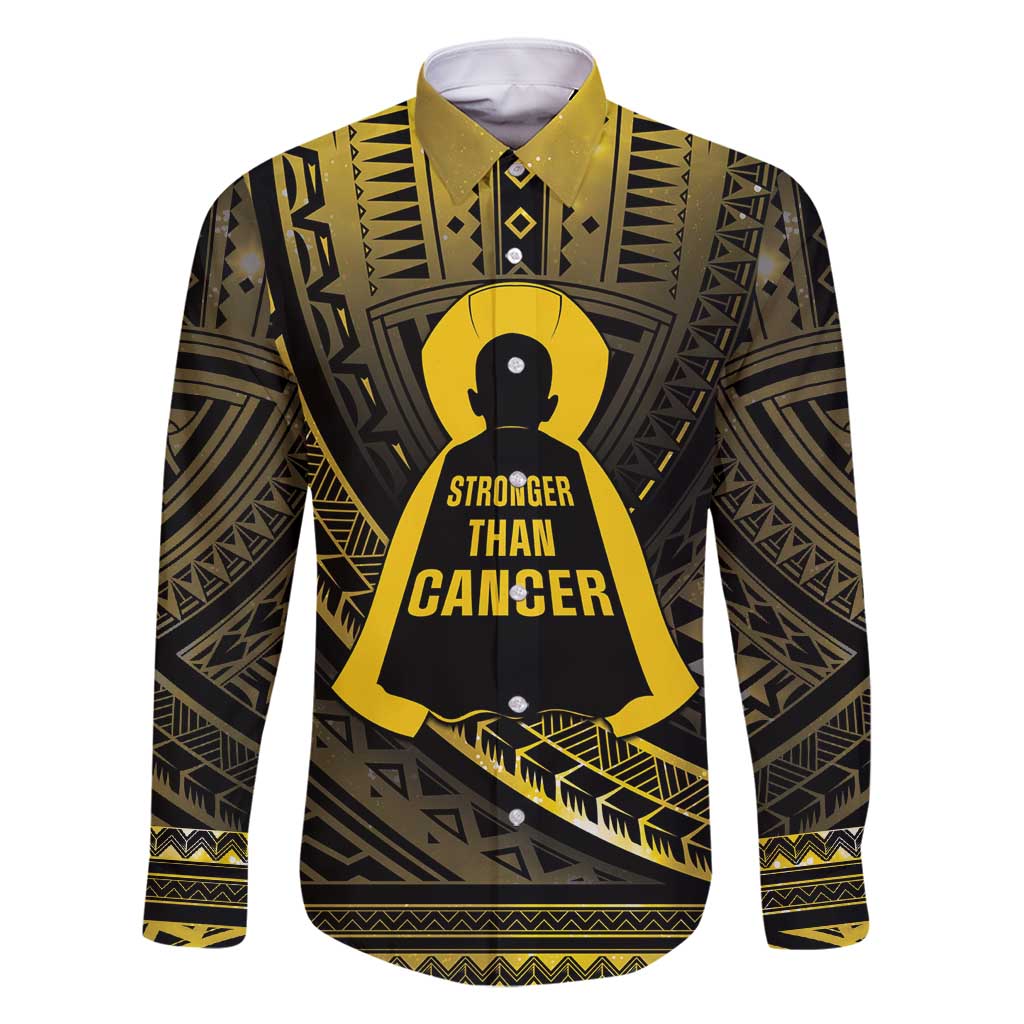 Personalised Polynesia Childhood Cancer Awareness Family Matching Off Shoulder Maxi Dress and Hawaiian Shirt You Are Stronger Than Cancer