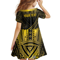 Personalised Polynesia Childhood Cancer Awareness Family Matching Off Shoulder Short Dress and Hawaiian Shirt You Are Stronger Than Cancer