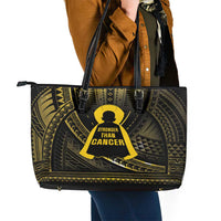 Polynesia Childhood Cancer Awareness Leather Tote Bag You Are Stronger Than Cancer LT05 - Polynesian Pride