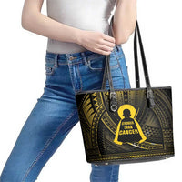 Polynesia Childhood Cancer Awareness Leather Tote Bag You Are Stronger Than Cancer LT05 - Polynesian Pride