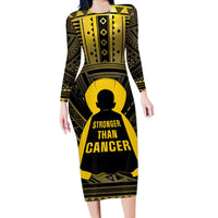 Personalised Polynesia Childhood Cancer Awareness Long Sleeve Bodycon Dress You Are Stronger Than Cancer